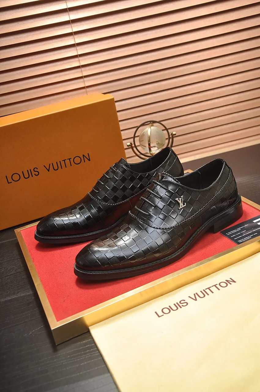 Men's shoes💰460💶【LOUIS VUITTON】(sheepskin lining) new cowhide LV formal shoes🎩🎩❗️🆘made one to one at the counter🎩original quality, imported cowhide upper➕full sheepskin lining➕original rubber outsole, {high quality visible}👣Size: 38-45 (45 custom-made)